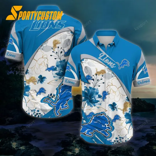 Discover Detroit Football Lionss Team Hawaiian Shirt Button Down Unisex Adults S-5XL