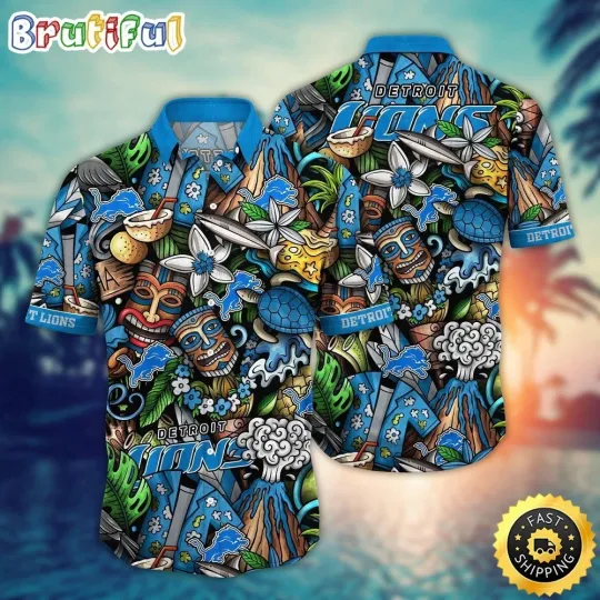 Discover Detroit Football Lionss Team Hawaiian Shirt Button Down