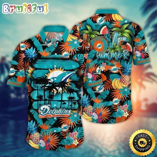 Discover Miami Football Dolphinss Team Hawaiian Shirt Button Down