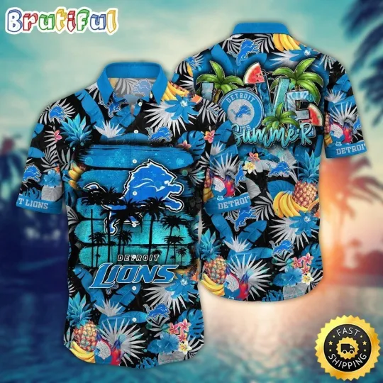 Discover Detroit Football Lionss Team Hawaiian Shirt Button Down Unisex Adults S-5XL