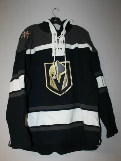 Discover New Vegas Golden Knights old time jersey style mid weight cotton hoodie men's S