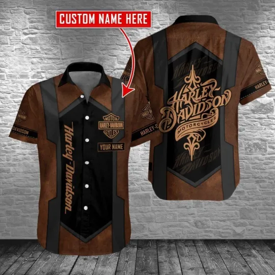 Discover Personalized Harley Motor Racing Davidson Casual Button Down Shirt