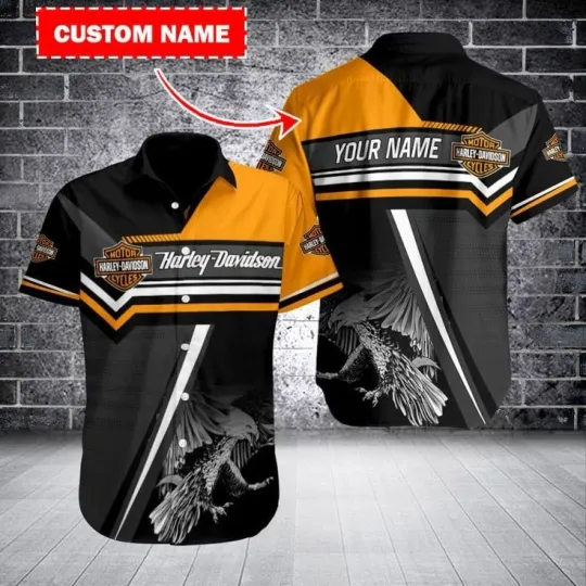 Discover Personalized Harley Motor Racing Davidson Casual Button Down Shirt