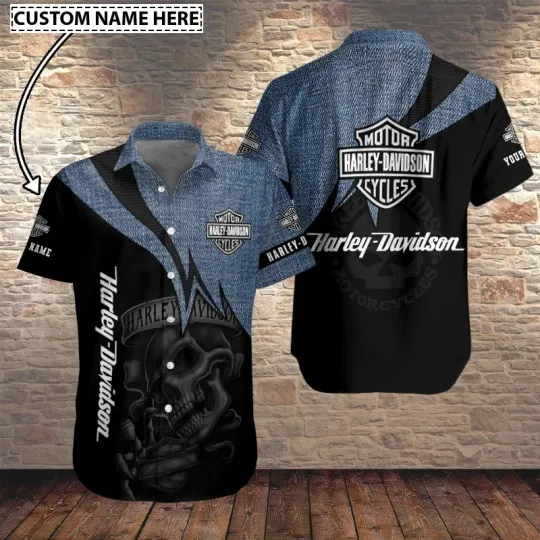 Discover Personalized Harley Motor Racing Davidson Casual Button Down Shirt