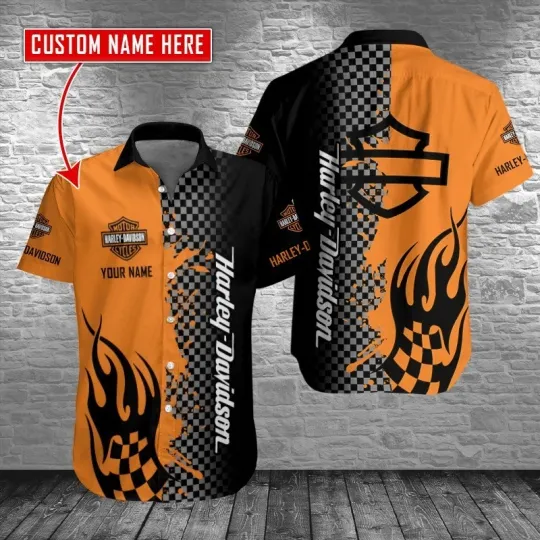 Discover Personalized Harley Motor Racing Davidson Casual Button Down Shirt