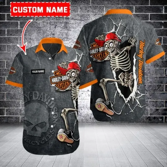 Discover Personalized Harley Motor Racing Davidson Casual Button Down Shirt