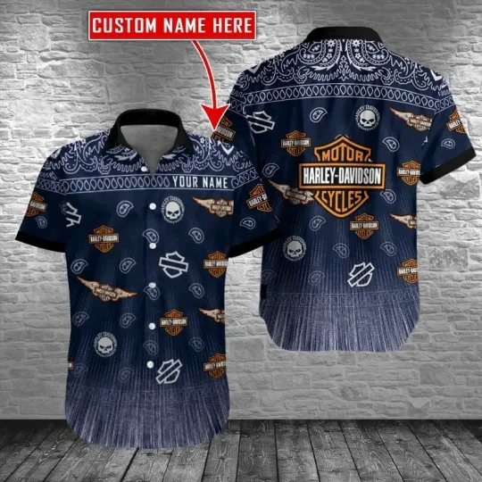 Discover Personalized Harley Motor Racing Davidson Casual Button Down Shirt