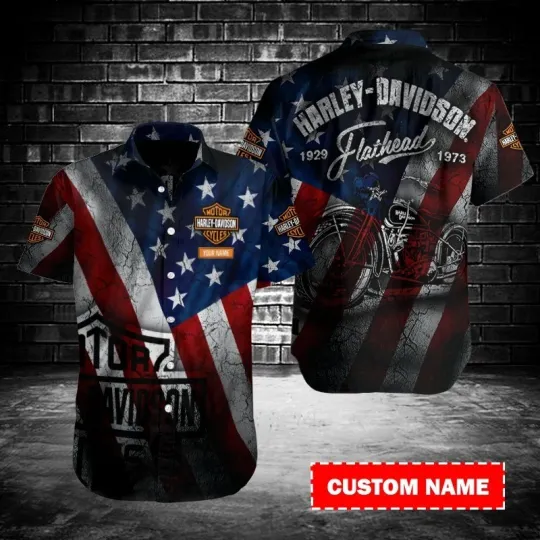 Discover Personalized Harley Motor Racing Davidson Casual Button Down Shirt
