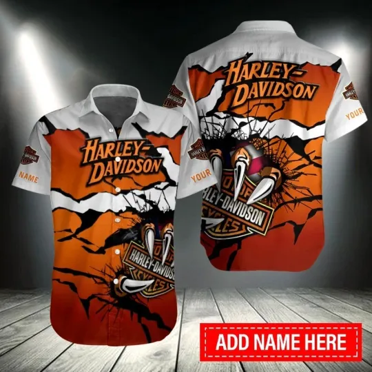 Discover Personalized Harley Motor Racing Davidson Casual Button Down Shirt