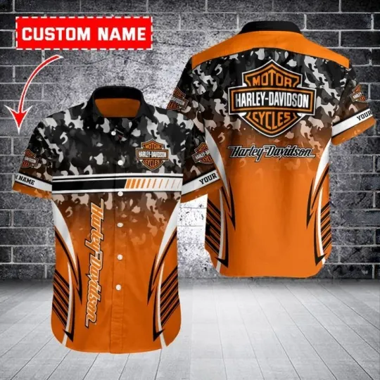 Discover Personalized Harley Motor Racing Davidson Casual Button Down Shirt