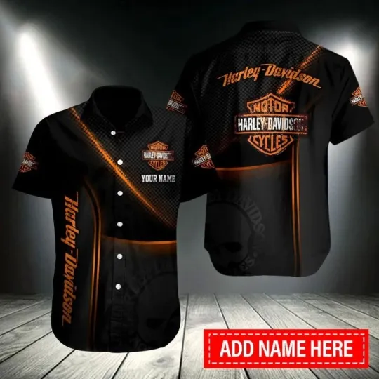 Discover Personalized Harley Motor Racing Davidson Casual Button Down Shirt