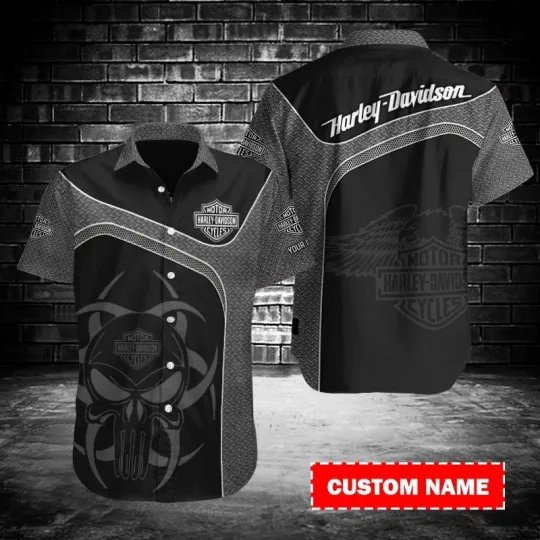 Discover Personalized Harley Motor Racing Davidson Casual Button Down Shirt