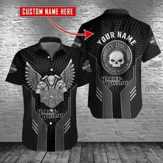 Discover Personalized Harley Motor Racing Davidson Casual Button Down Shirt