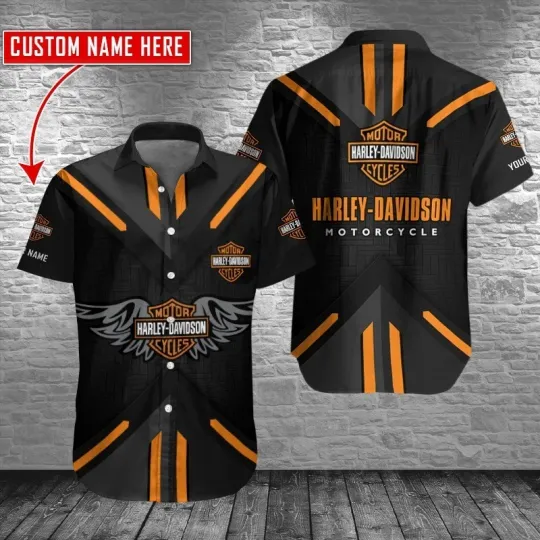 Discover Personalized Harley Motor Racing Davidson Casual Button Down Shirt