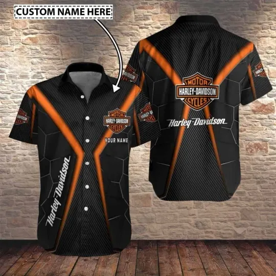 Discover Personalized Harley Motor Racing Davidson Casual Button Down Shirt