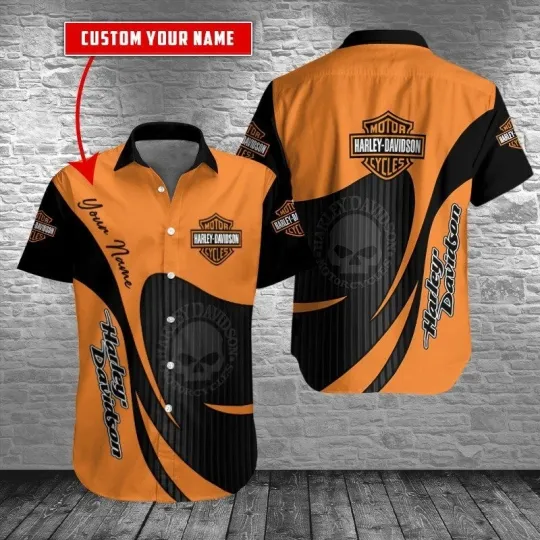 Discover Personalized Harley Motor Racing Davidson Casual Button Down Shirt