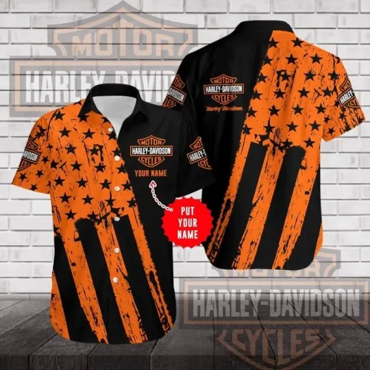 Discover Personalized Harley Motor Racing Davidson Casual Button Down Shirt