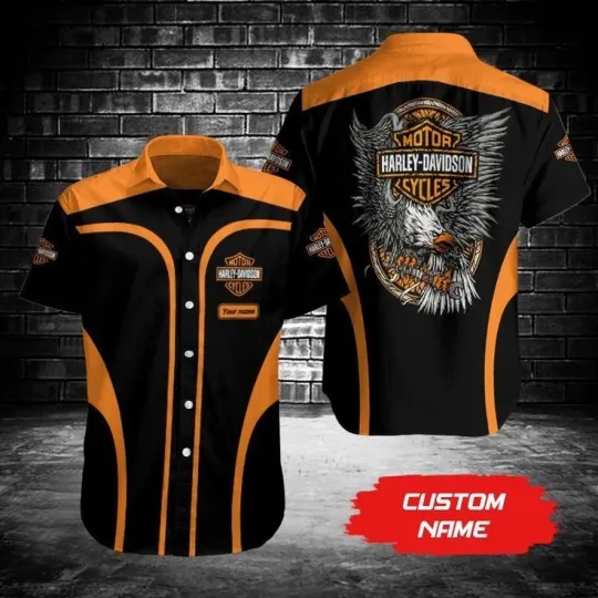Discover Personalized Harley Motor Racing Davidson Casual Button Down Shirt