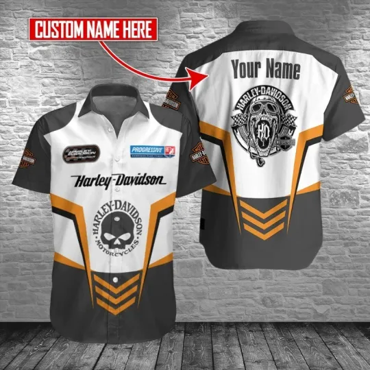 Discover Personalized Harley Motor Racing Davidson Casual Button Down Shirt