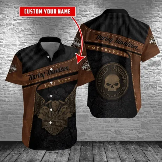 Discover Personalized Harley Motor Racing Davidson Casual Button Down Shirt Unisex Adults