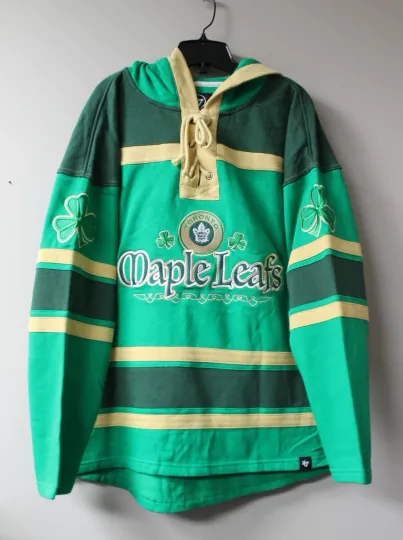 Discover New NHL Toronto Maple Leafs Lacer jersey Shamrock mid weight cotton hoodie men L
