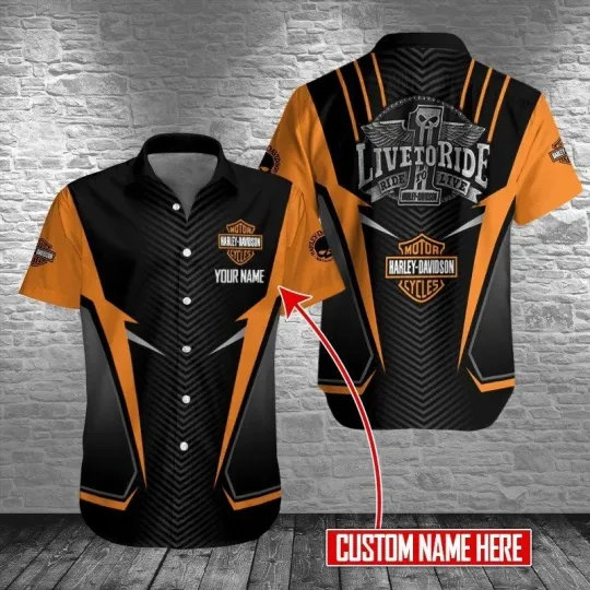 Discover Personalized Harley Motor Racing Davidson Casual Button Down Shirt Unisex Adults