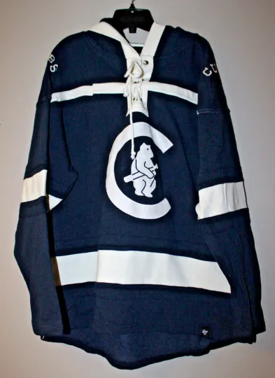 Discover New MLB Chicago Cubs old time jersey style mid weight cotton hoodie men's XL