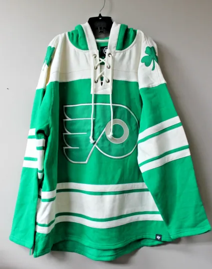 Discover New NHL Philadelphia Flyers old time Shamrock mid weight cotton hoodie men's XL