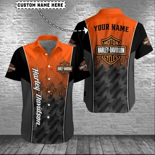 Discover Personalized Harley Motor Racing Davidson Casual Button Down Shirt Unisex Adults
