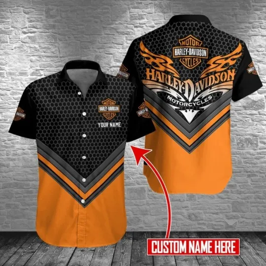Discover Personalized Harley Motor Racing Davidson Casual Button Down Shirt Unisex Adults