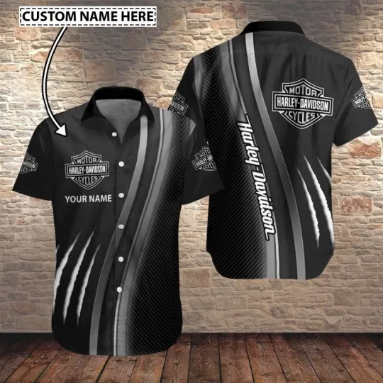 Discover Personalized Harley Motor Racing Davidson Casual Button Down Shirt