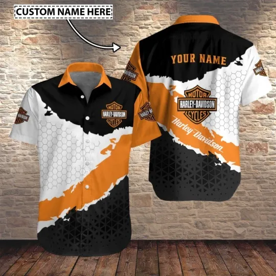 Discover Personalized Harley Motor Racing Davidson Casual Button Down Shirt