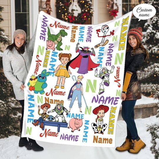 Discover Personalized Toy Story Flannel Blanket, Custom Name Disney Pixar Gift