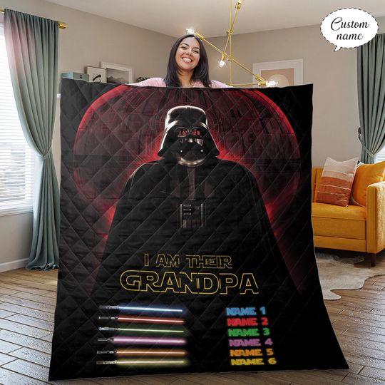 Custom Darth Vader "I Am Their Grandpa" Flannel Blanket, Star Wars Father's Day Gift
