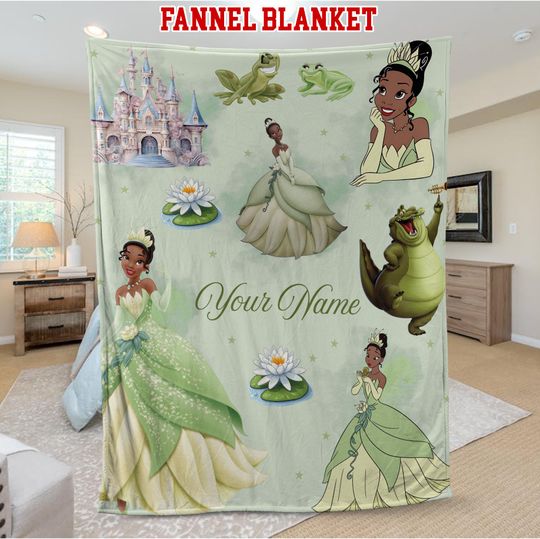 Discover Personalized  Princess Tiana Blanket, Cute Princess Baby Girl Trip Velveteen Plush Blanket, Disney Birthday Girl Gifts