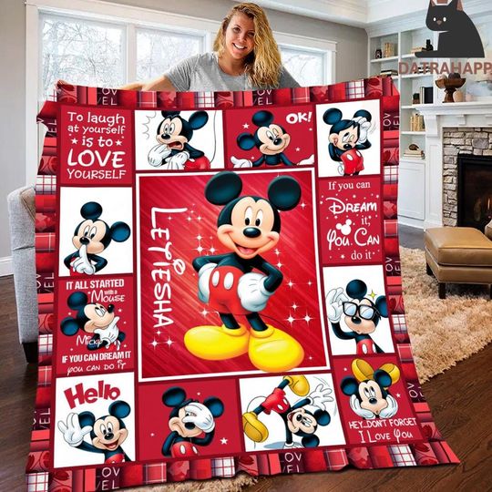 Discover Personalized Name Mickey Mouse Blanket, Mickey Blanket Mickey Mouse Birthday Gifts Disneyland Mickey Minnie, Baby Blanket, Christmas Gift