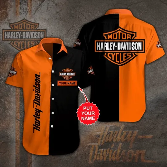 Discover Personalized Harley Motor Racing Davidson Casual Button Down Shirt