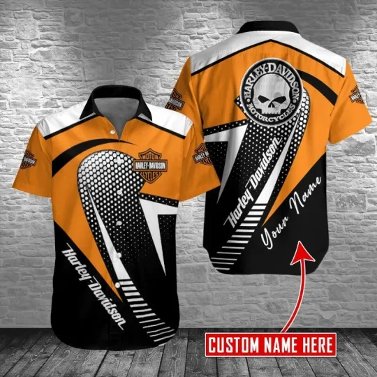 Discover Personalized Harley Motor Racing Davidson Casual Button Down Shirt