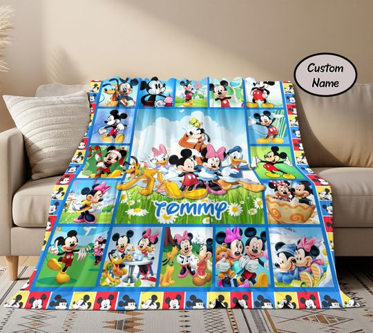 Discover Personalized Mickey Clubhouse Blanket, Disney Baby TV Show Blanket, Mickey Friends Quilt Blanket, Mickey Clubhouse Blanket,Birthday kid gift