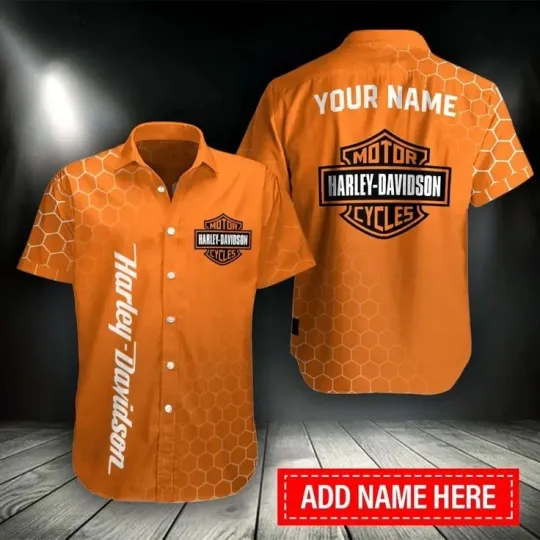 Discover Personalized Harley Motor Racing Davidson Casual Button Down Shirt