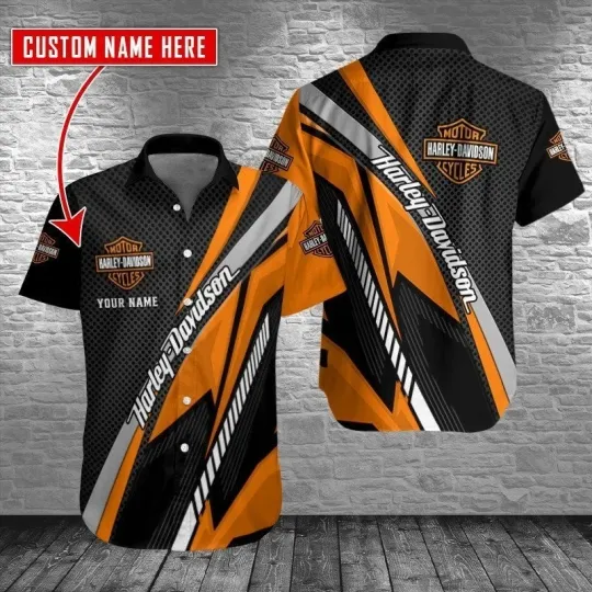 Discover Personalized Harley Motor Racing Davidson Casual Button Down Shirt