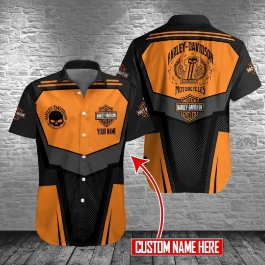 Discover Personalized Harley Motor Racing Davidson Casual Button Down Shirt