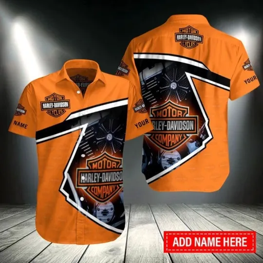 Discover Personalized Harley Motor Racing Davidson Casual Button Down Shirt