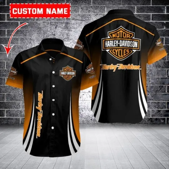 Discover Personalized Harley Motor Racing Davidson Casual Button Down Shirt