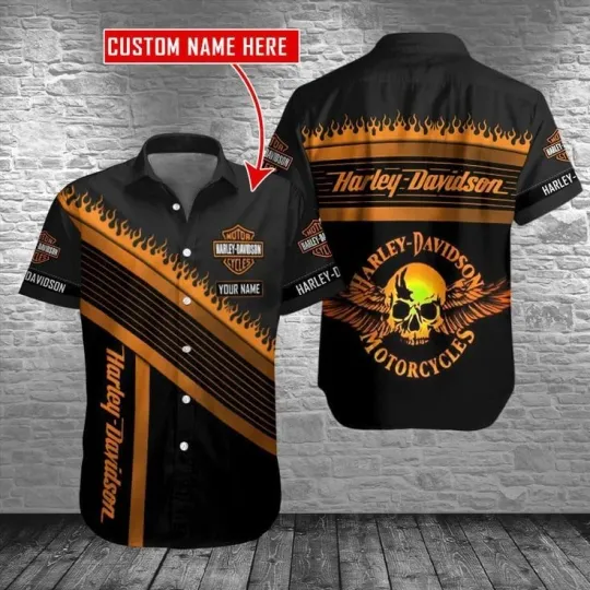 Discover Personalized Harley Motor Racing Davidson Casual Button Down Shirt