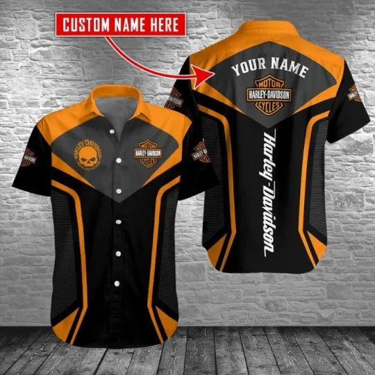 Discover Personalized Harley Motor Racing Davidson Casual Button Down Shirt