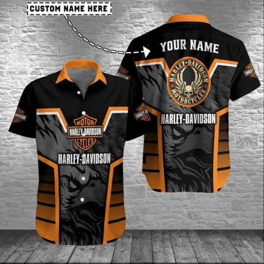 Discover Personalized Harley Motor Racing Davidson Casual Button Down Shirt