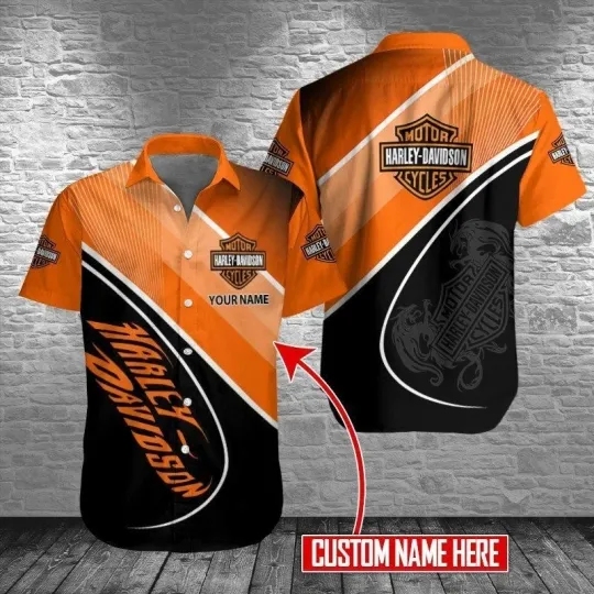 Discover Personalized Harley Motor Racing Davidson Casual Button Down Shirt