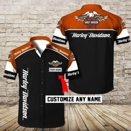 Discover Personalized Harley Motor Racing Davidson Casual Button Down Shirt