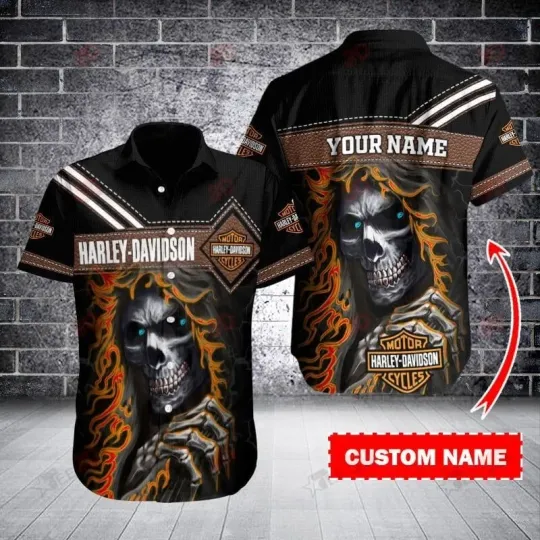 Discover Personalized Harley Motor Racing Davidson Casual Button Down Shirt